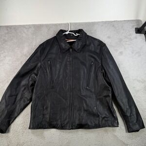 First Classics Motorcycle Jacket Mens 3X Black Leather Lined Biker Vented Pocket